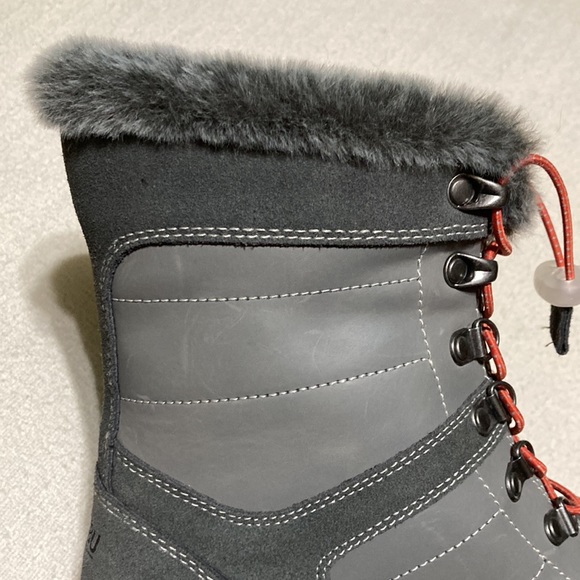 Khombu NWT Janet Winter Boots Gray Cinch Closure Faux Fur Memory Foam Size 8W - Picture 11 of 14